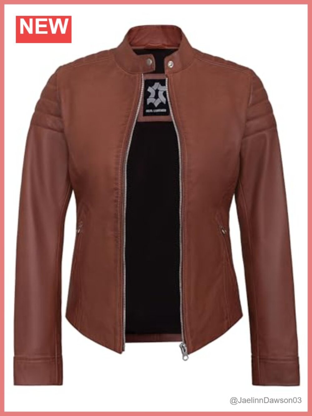 Real Lambskin Leather Moto Jacket Cafe Racer Zip Quilted Lining